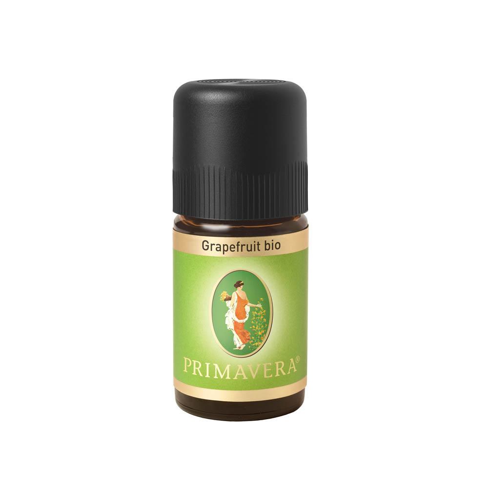 Braune Flasche mit grünem Etikett und schwarzem Deckel, darauf steht "Grapefruit bio".