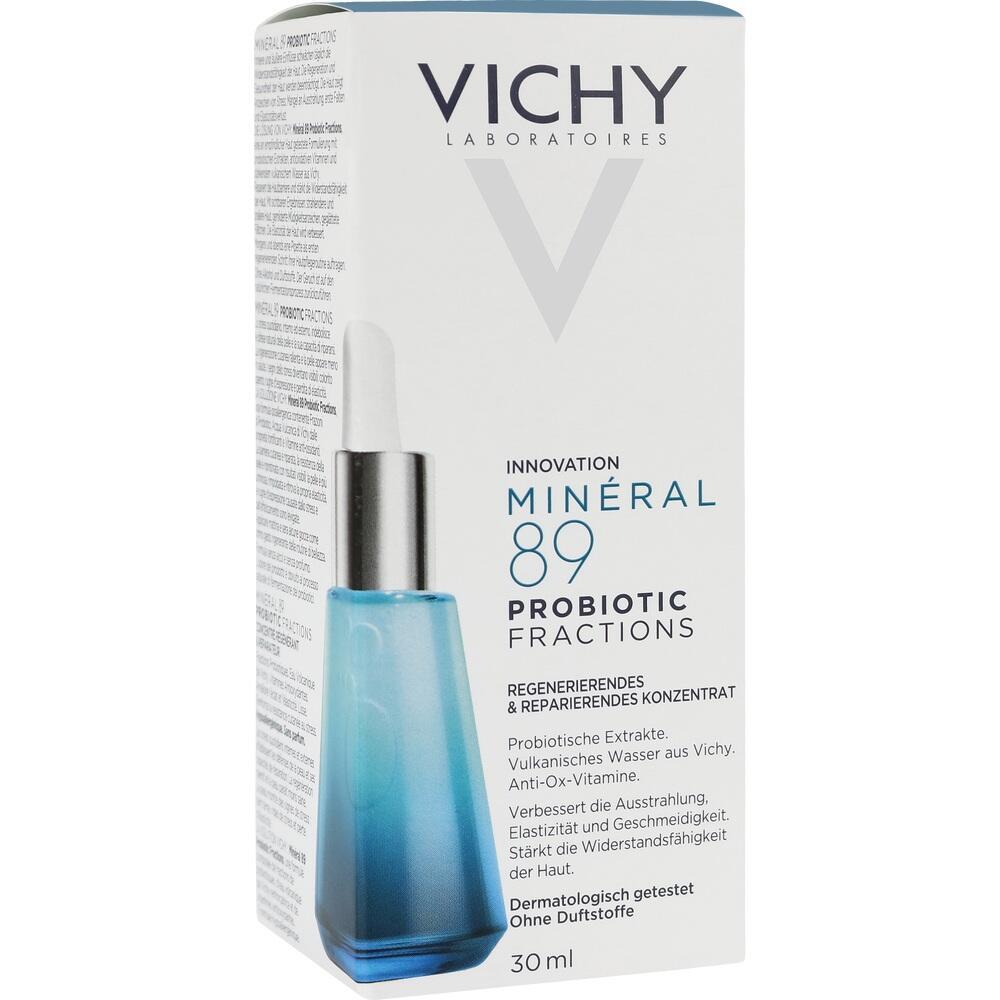 Weiße Schachtel mit Vichy Minéral 89 Hautpflege in Blau und Silber.