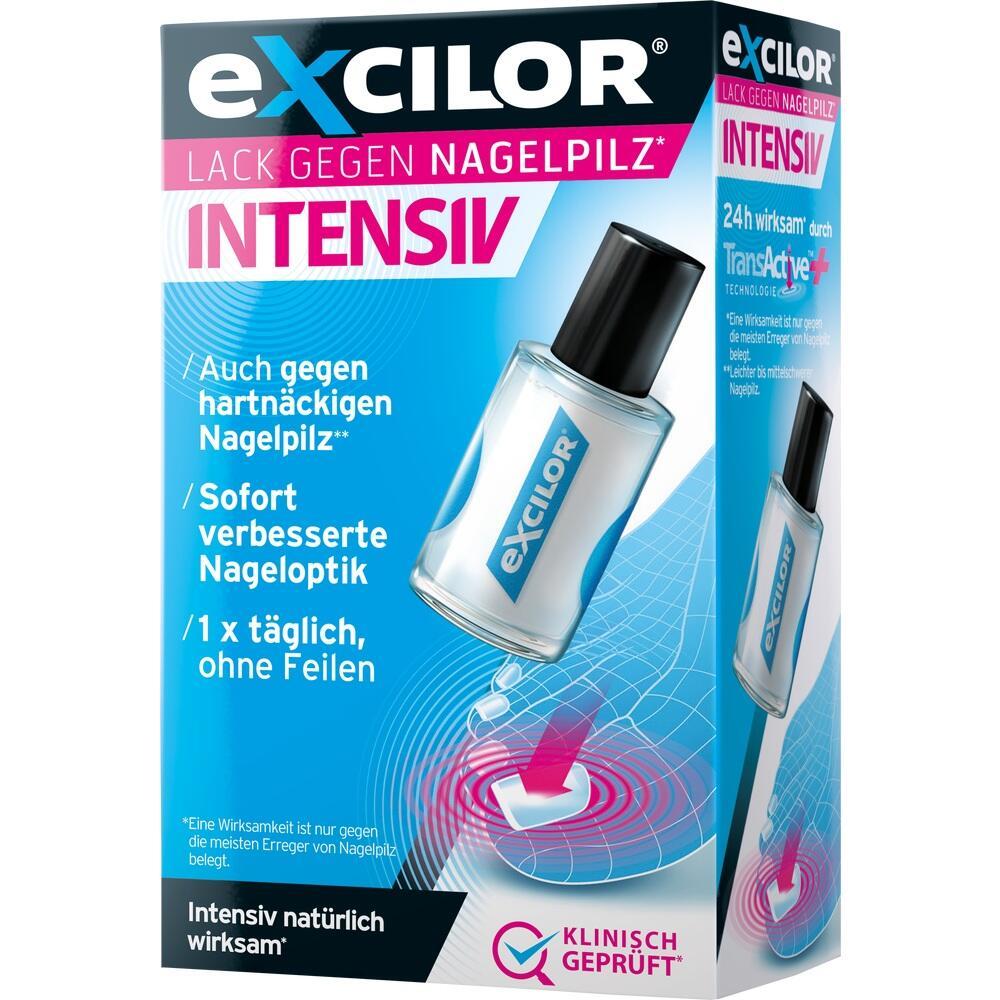 Eine blaue Verpackung mit Nagelpilzlack in einem kleinen Fläschchen.